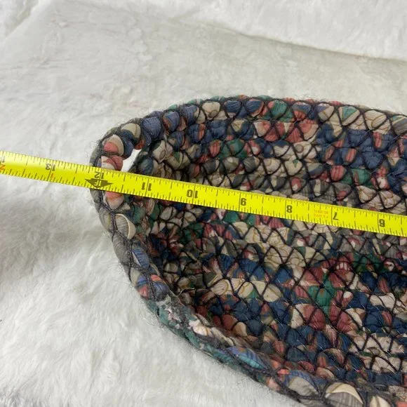 Vintage Handwoven fabric Basket Polyester 2 handle oblong 90's Attic Find - Picture 8 of 9